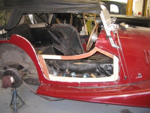 1966 Morgan 44 being changed to suit the owner who had restricted mobility so needed wider doors to access the car