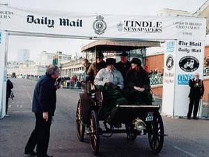Our picture shows the finishing line at the London - Brighton Veteran Car Run