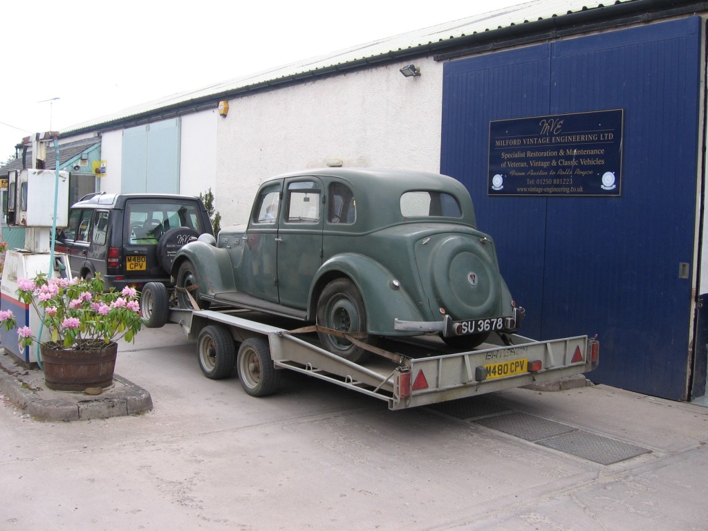 1939 Rover 16 arriving at Milford Vintage Engineering