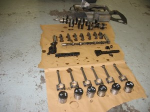 SS100 engine parts following stripping