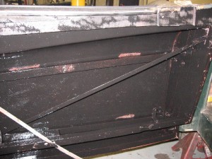 XK140 door painted with top coat